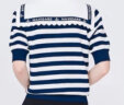 Navigare意大利小帆船女士水手条纹短袖翻领针织衫2324524508 蓝/白 XL  晒单实拍图