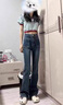 红蜻蜓喇叭裤女2025秋装新款高腰显瘦拖地裤微喇牛仔裤女士小高个子裤 水泥灰长裤 L 实拍图