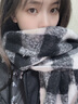 撞青春仿羊毛绒围巾女秋冬季保暖时尚披肩围脖韩版小清新女生节日礼物 千鸟格-藏青色 180*70cm 实拍图