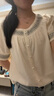 百图betu女装夏季新款衬衫圆领撞色花边宽松短袖上衣女2404T55 浅杏色 XS 实拍图