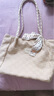 京智 秋冬新款大容量包包女休闲百搭帆布单肩包高级质感上课通勤托特包 米白色 实拍图