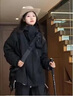 AEMAPE2026春秋冬季新款女士短外套洋气宽松加绒短款小个子上衣夹克女装 极致黑 L (105-115斤拍) 实拍图