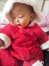 G.duck冬季新款婴儿外出套装连身衣服满月夹棉百天周岁新生男女宝宝冬装 红色双蝴蝶结夹棉加绒连身衣 80cm (6-12个月) 建议身高65-75cm 实拍图