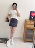 珂卡芙（KEKAFU）厚底板鞋女鞋子2024秋新款女鞋透气增高鞋子百搭时尚爆款小白鞋 米黑 37 实拍图
