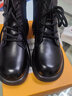 PIPH头层牛皮短靴女2025秋冬新款女鞋平底马丁靴加绒棉鞋百搭真皮靴子 黑色【加绒款】WZZM233355 37 实拍图