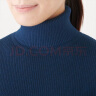 无印良品 MUJI 女式  罗纹高领毛衣 W9AA870 长袖针织衫 蓝色 XS 实拍图