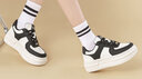 回力女鞋小白鞋女秋季休闲鞋女款厚底百搭板鞋学生运动熊猫空军鞋子 白黑 35 实拍图