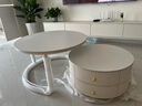艺难忘奶油风岩板茶几客厅桌家用小户型简约轻奢法式网红圆形茶几桌组合 纯白岩板茶几【60+80】现货速发 送货到家 实拍图