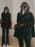妍莉芬（yanlifen）黑色羊羔毛外套女2025年秋冬季新款宽松棉服加厚小香风夹克大衣 【黑色】 45/55kg/M 实拍图