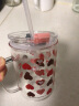 史努比儿童牛奶杯高硼硅玻璃水杯家用带刻度量杯微波炉可加热宝宝早餐果汁吸管杯子350ml SNP5018 红粉 实拍图