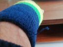 YONEX尤尼克斯羽毛球护腕男女健身跑步薄款透气吸汗棉质擦汗运动护腕 AC039  藏青色 单只装 实拍图