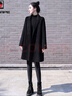 AEMAPE2025春秋加厚大衣女中长款西装领韩版小个子时尚毛呢外套上衣女 黑色  L _建议100-120斤 实拍图