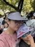 目丸儿童防晒帽子带风扇宝宝夏季男孩女防紫外线遮阳帽空顶太阳帽大檐 紫色 17#侧耳免子【风扇-充电款】 （3-15岁） 实拍图