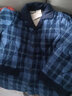 三枪（THREEGUN）睡衣男女绒布夹棉加厚加暖磨绒新疆棉亲肤格纹开襟长袖情侣家居服 藏青格-绒布加棉男款 L 实拍图