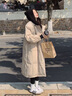 册裁（CECAI）针织拼接冬季羽绒服女中长款过膝加厚2025新款韩版连帽宽松外套女 卡其 S 建议90斤-110斤 实拍图