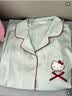 果壳（Gukoo）睡衣女四季款HelloKitty联名简约翻领女士家居服套装 浅水绿 S 实拍图