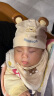 婴幼儿帽子春秋3-6-12个月男女宝宝套头帽棉布可爱萌百天睡觉胎帽 小熊双角米色套 1-12个月38-46cm 实拍图