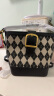 UR官方女包23年新款拼接复古手提包包几何菱格单肩斜挎大容量水桶包 黑色 实拍图