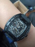 马克华菲（MARK FAIRWHALE）手表男士国潮机械表酒桶形镂空全自动男表时尚学生防水瑞士风腕表 FW6520全黑 实拍图