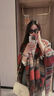 妙奕嘉民族风披肩女外搭2025丝巾围巾披风斗篷川西云南新疆西北旅游穿搭 酒红条纹撞色披肩 实拍图
