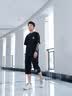 POUM休闲工装七分裤男士夏季宽松潮流速干冰丝运动短裤TQ05黑色L 实拍图