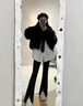 翊尚美高腰牛仔裤女春秋显瘦百搭新款微喇叭裤子设计感开叉休闲裤女 黑色【常规款】 28 【推荐106-115斤】 实拍图