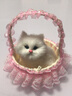 亦趣会叫仿真提篮猫咪毛绒玩具篮子猫玩偶花篮猫女孩儿童生日礼物 提篮粉色蕾丝黄头猫带叫声 实拍图