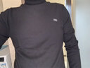 恒源祥100%羊毛衫男冬季高领毛衣中青年男士针织衫 黑色 185/100A  实拍图