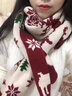 缔晶小鹿红色围巾女生日礼物送女生2025年秋冬款新款保暖围脖高档围脖 雪花麋鹿围巾【礼盒包装】A731 实拍图