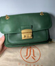 裘真方锁链条包小号单肩斜挎邮差包女百搭植鞣头层牛皮包包 绿色 实拍图