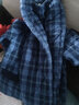 三枪（THREEGUN）睡衣男女绒布夹棉加厚加暖磨绒新疆棉亲肤格纹开襟长袖情侣家居服 藏青格-绒布加棉男款 L 实拍图
