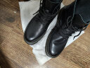 百丽（Belle）潮搭马丁靴男冬季商场同款真皮英伦风休闲靴加绒92267DD0预售 黑色(6孔) 43 (265mm) 实拍图