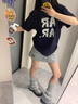 宝娜斯袜套女堆堆袜春秋季厚款保暖小腿袜子女雪地靴袜套长筒护膝jk腿套 【中灰】 2双 直筒款：针织小腿袜套（40cm） 实拍图