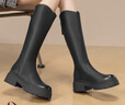红蜻蜓骑士靴女秋冬长筒靴厚底高筒靴百搭瘦瘦靴皮靴WTC43811黑色36 实拍图