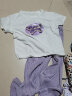 思琪拉斐女童夏装套装时髦洋气儿童短袖两件套夏季中大童休闲女孩运动童装 8908紫色+6606上衣 150cm 晒单实拍图