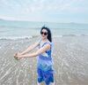 两三事度假超仙的裙子女夏季紫色油画艺术吊带海边连衣裙云雾睡莲 紫色 S 实拍图