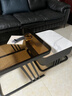 百裕达 轻奢亮光岩板玻璃正方形茶几组合现代小户型家用客厅可伸缩茶几 灰柜：潘多拉+茶色玻璃【亮光】 正方形规格：小60+大70 实拍图