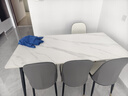 曼丘岩板餐桌家用轻奢现代简约小户型饭桌客厅长方形大理石餐桌椅组合 哑光白12mm（一桌四椅） 1.6m *宽80cm 实拍图