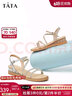 他她（TATA）绝美坡跟凉鞋女外穿一字带时装凉鞋秋季新款7UA03BL4 银色 36 实拍图