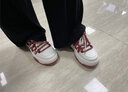 唐狮（TonLion）女鞋冬季鞋子女厚底板鞋女士休闲老爹鞋女款运动潮鞋 白红加绒39 实拍图