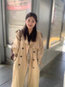 clotho Rennie品牌双排扣收腰系带风衣女中长款2026春秋新款韩版宽松气质外套 卡其色 M 实拍图