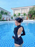 AQUAPLAY连体泳衣女性感显瘦露背温泉三角游泳装防晒速干浮潜水冲浪服 薄款长袖露背三角连体 M(96-110斤) 实拍图