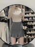柯兰娜肌理设计感2025年新款夏季时尚polo领针织小衫短袖t恤女短款上衣 杏色短袖 均码 【建议80-120斤】 实拍图