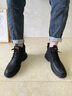 海澜之家马丁靴子男鞋秋冬季新款复古中高帮工装靴加绒保暖英伦风短筒皮靴 黑色 42 实拍图