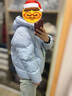 森马（Semir）轻松羽绒|90鸭绒羽绒服女冬季短款宽松花苞连帽甜美三防保暖外套 粉蓝（白鸭绒）80081 L 实拍图