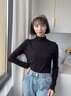 半高领内搭女春秋修身显瘦长袖t恤百搭打底衫面膜长袖薄款上衣 黑色(高弹修身) 均码90-135斤可穿 实拍图