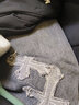 布恩普美式潮牌裤子男春秋季新款牛仔裤十字架潮流阔腿长裤宽松直筒裤子 T299灰色 XL 实拍图