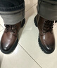 百丽男靴时尚潮搭马丁靴秋冬季褶皱牛皮休闲靴舒适短靴8CQ01DD3 棕色单里 39 (245mm) 实拍图