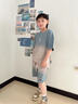 贝孩趣童装男童夏装套装中大童学生运动短袖夏款儿童帅气夏季两件套潮 灰蓝色 150 码建议身高135-145cm 实拍图