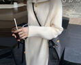 小野七天秋冬韩系针织连衣裙女慵懒风宽松白色内搭长款毛衣裙外穿翻领 针织连衣裙【象牙白均码】 实拍图